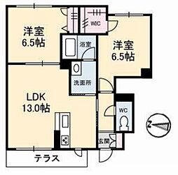 シャーメゾンガーデンズ福富西B 2LDKの間取図画像