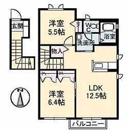 パルク・ギオーネ四番館 2LDKの間取図画像
