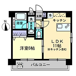 ミモザヒルズ南方 1LDKの間取図画像