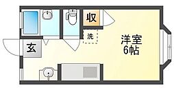 スタジオミノ 1Kの間取図画像
