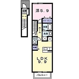 アリヴィオ・ランシェA棟 1LDKの間取図画像
