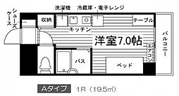 ユニエトワール岡山医大東 ワンルームの間取図画像