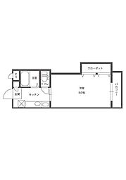 シャインブライト寿2 1Kの間取図画像
