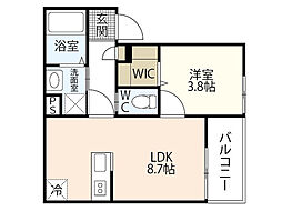 REGALE 船頭町 1LDKの間取図画像