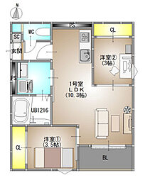 REGALEST 平井南 2LDKの間取図画像