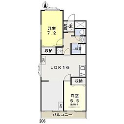 ソーシャルオオモリ 2LDKの間取図画像
