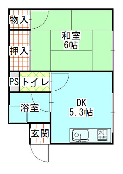 岡山県岡山市北区幸町(賃貸マンション1DK・2階・23.40㎡)の写真 その2