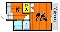 サンハイム青江1 1Kの間取図画像