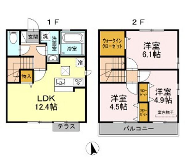 岡山県岡山市中区兼基(賃貸タウンハウス3LDK・2階・70.60㎡)の写真 その2