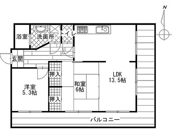 岡山県岡山市中区国富(賃貸マンション2LDK・4階・58.00㎡)の写真 その2