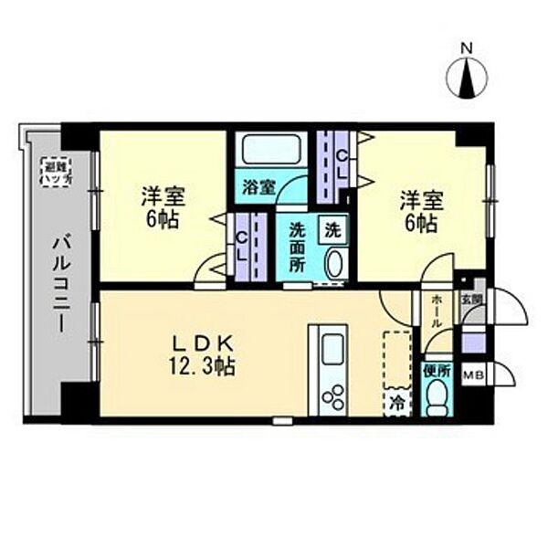 岡山県岡山市北区柳町1丁目(賃貸マンション2LDK・9階・53.86㎡)の写真 その2