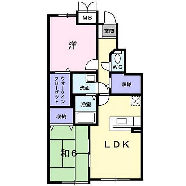 岡山県岡山市北区平田(賃貸マンション2LDK・1階・58.42㎡)の写真 その2