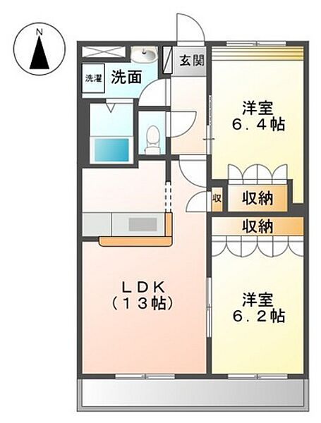 岡山県岡山市南区豊浜町(賃貸アパート2LDK・2階・57.33㎡)の写真 その2