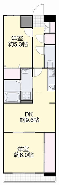 コニファープラザ新福 ｜岡山県岡山市南区新福1丁目(賃貸マンション2DK・6階・50.60㎡)の写真 その2