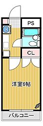 エトワール矢城A棟 1階1Kの間取り