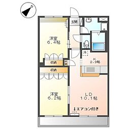 Gran・Vesta 2階2LDKの間取り