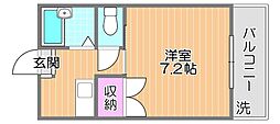 リーガII 2階1Kの間取り
