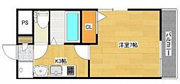 サンサリーレ 3階1Kの間取り