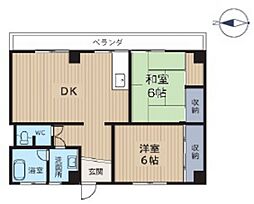 第一耐火ビル 5階2DKの間取り