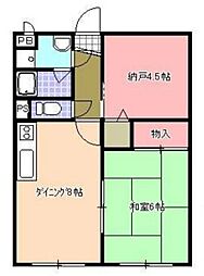 シャトー田益 2階2LDKの間取り