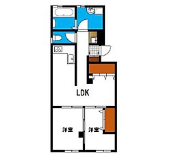 車屋ビル 2LDKの間取図画像