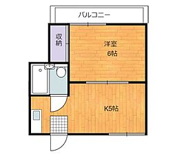 グレースコート関 1DKの間取図画像