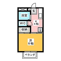 メゾン山盛 1階1Kの間取り
