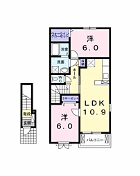エトワール 2階2LDKの間取り