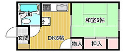チサンマンション岡山 1Kの間取図画像