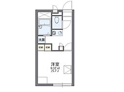レオパレスアロハB 2階1Kの間取り
