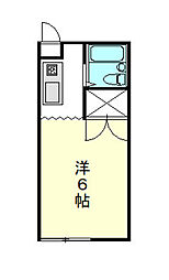 パインバレー 2階1Kの間取り