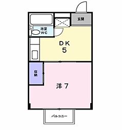 シティハイツ朝間B 1DKの間取図画像
