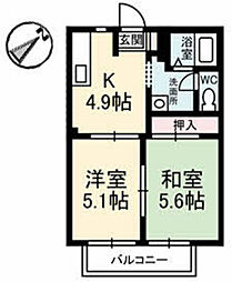 フレグランス　96 2階2Kの間取り