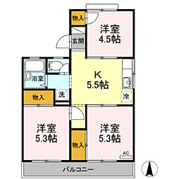 福富パレスB 3Kの間取図画像