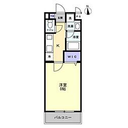 ミモザヒルズ岡山医大南 1Kの間取図画像