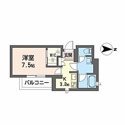 ウエストハイツ 1Kの間取図画像
