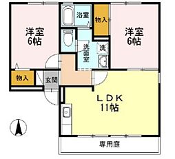 ロイヤルハイツ山上B 2LDKの間取図画像