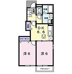アルバーダK1 2DKの間取図画像