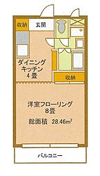 スカーレットハイム 1Kの間取図画像