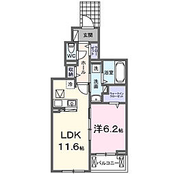 レ　リアン 1階1LDKの間取り