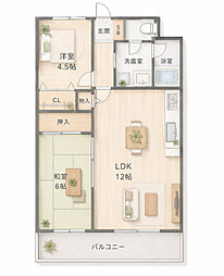 グレイス辻本 2LDKの間取図画像