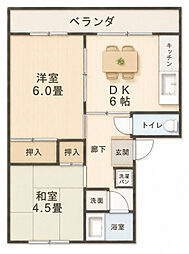 KNハイツ 2DKの間取図画像