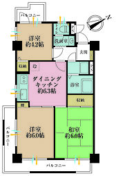 キャニオンマンション武蔵小杉 3DKの間取図画像