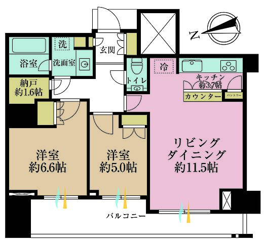 間取り ブランズ麻布狸穴町 5階/-