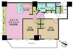 横濱ユーロタワー 2LDKの間取図画像