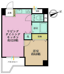 セザール山下公園 1LDKの間取図画像