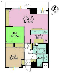 朝日白金台マンション 2LDKの間取図画像