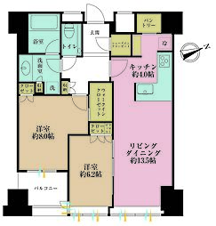 セントラルパークタワーラ・トゥール新宿 2LDKの間取図画像
