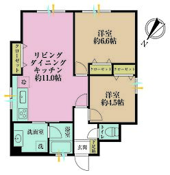 ハイライフ横浜 2LDKの間取図画像