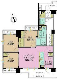 シャリエ武蔵新田 3LDKの間取図画像